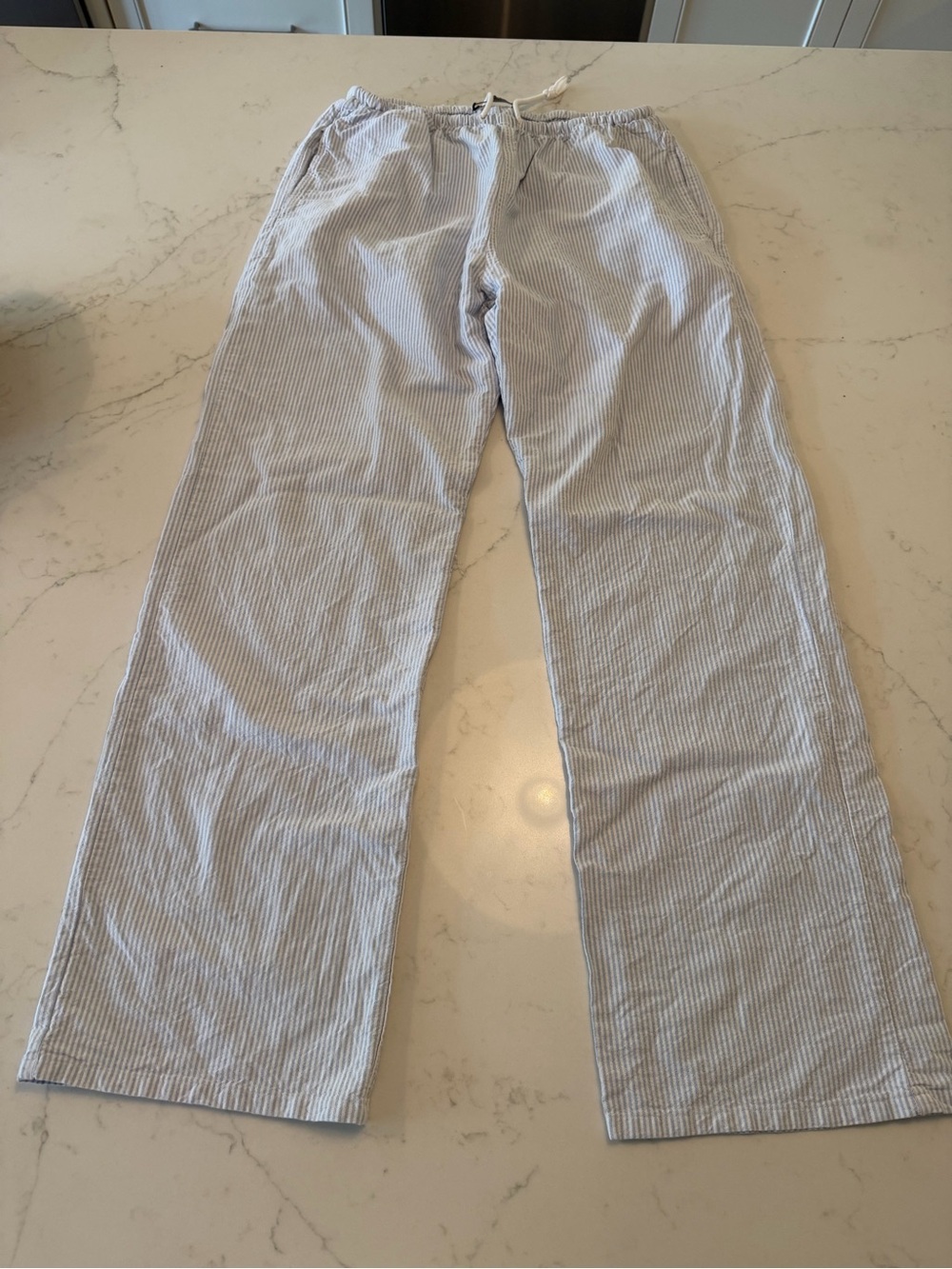 Brandy Melville Light Blue & White Pinstripe Wide Leg Pants